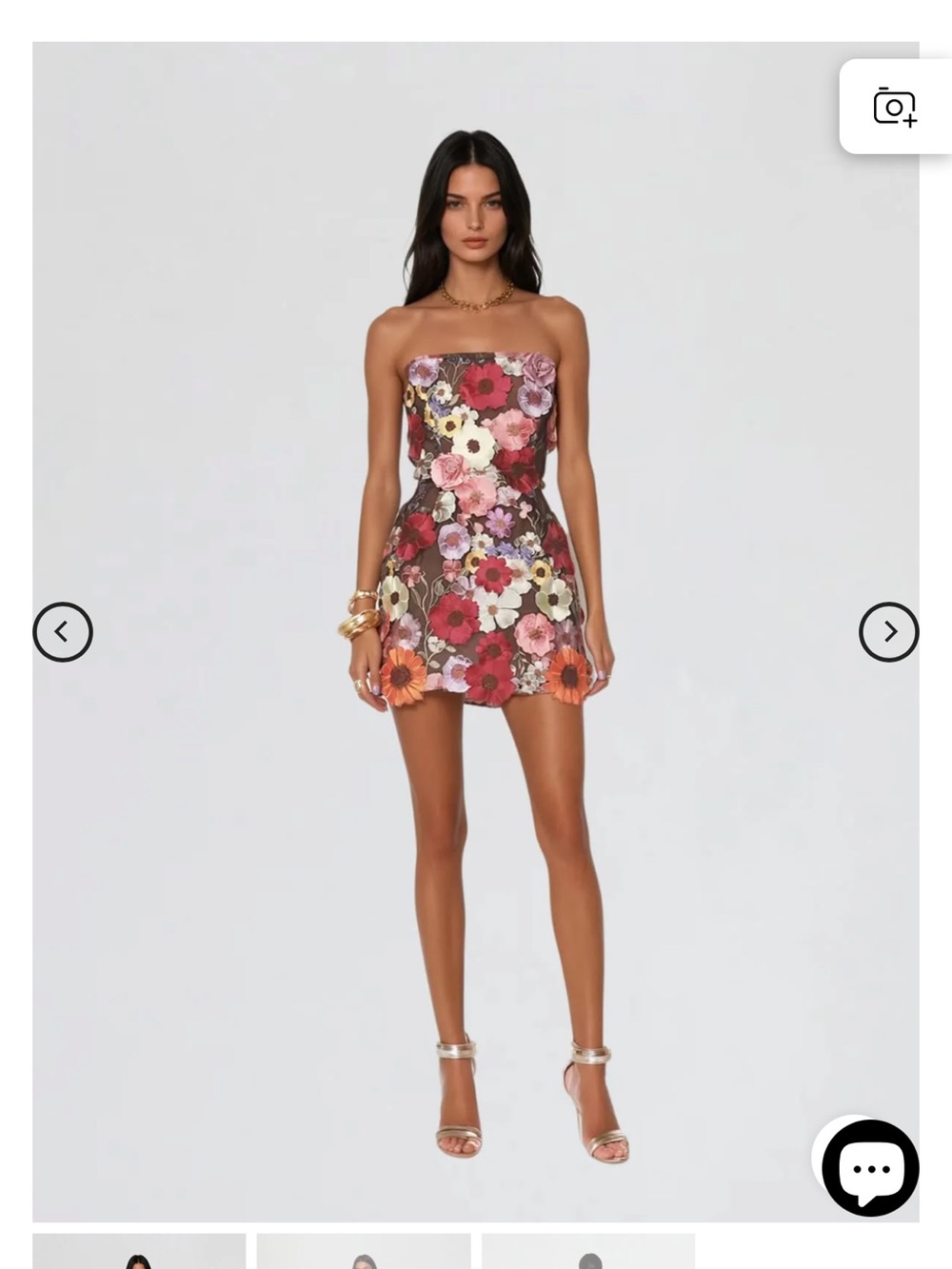 Strapless Floral Mini Dress in Multi-Color